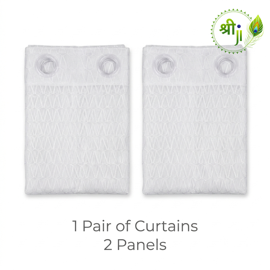 Kalvin White Eyelet Curtains — Pair of 2