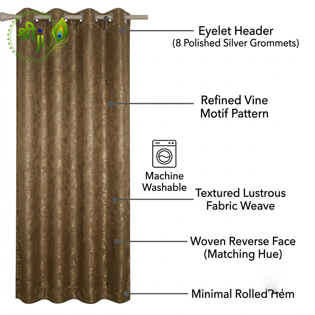 Coffee Sky Force Eyelet Curtains — Pair of 2
