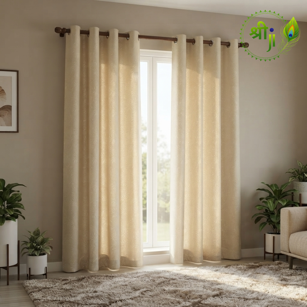 Beige Sky Force Eyelet Curtains — Pair of 2