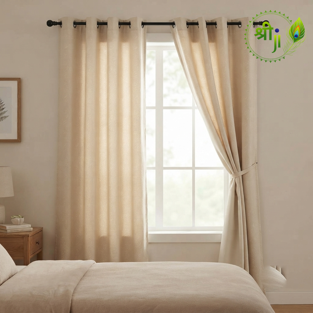 Beige Sky Force Eyelet Curtains — Pair of 2