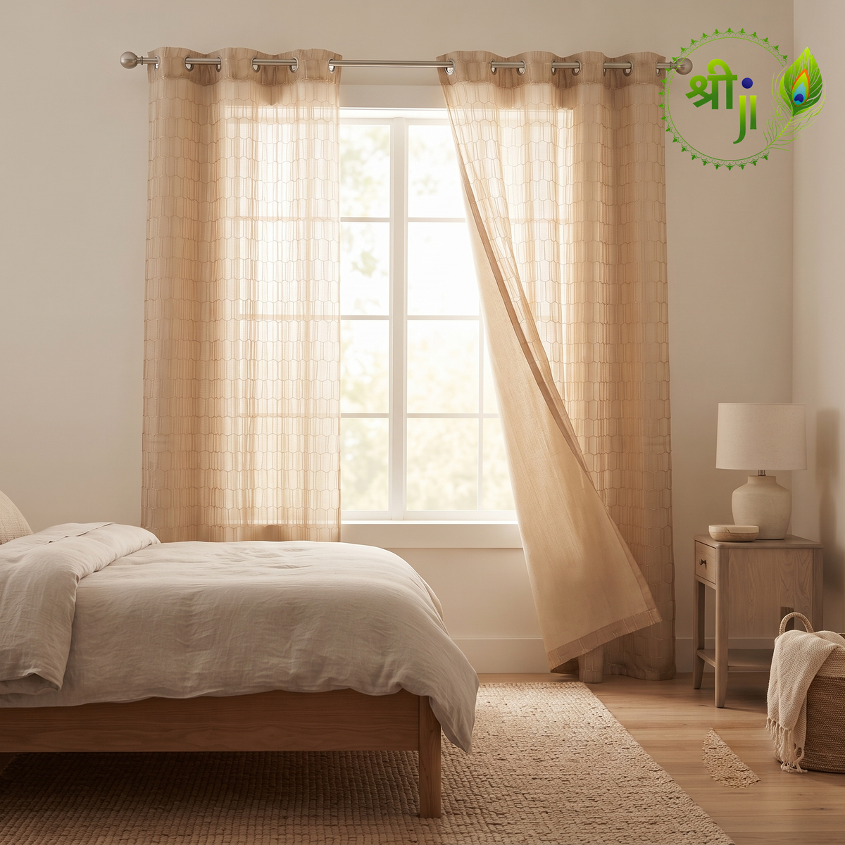 Kalvin Golden Eyelet Curtains — Pair of 2