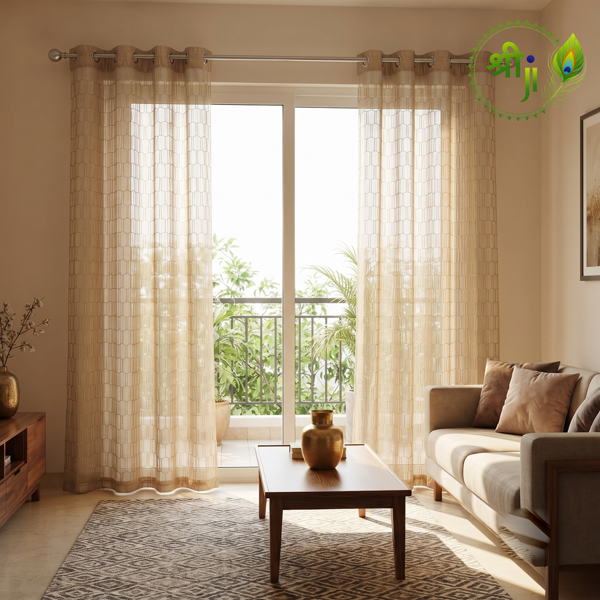 Kalvin Golden Eyelet Curtains — Pair of 2