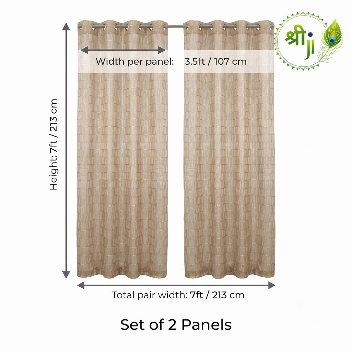 Kalvin Golden Eyelet Curtains — Pair of 2