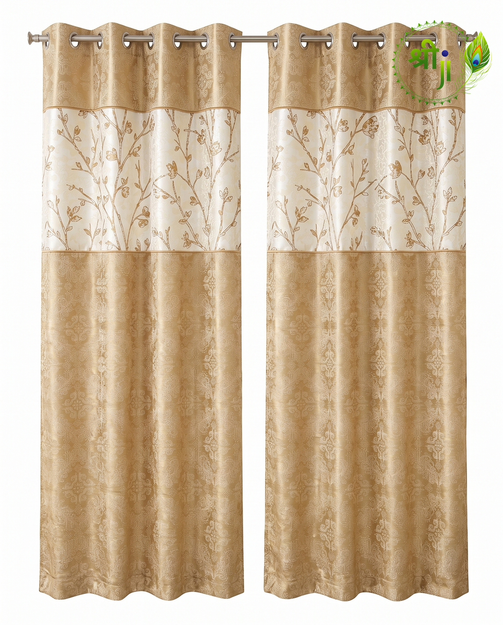 Finns Golden White Eyelet Curtains — Pair of 2