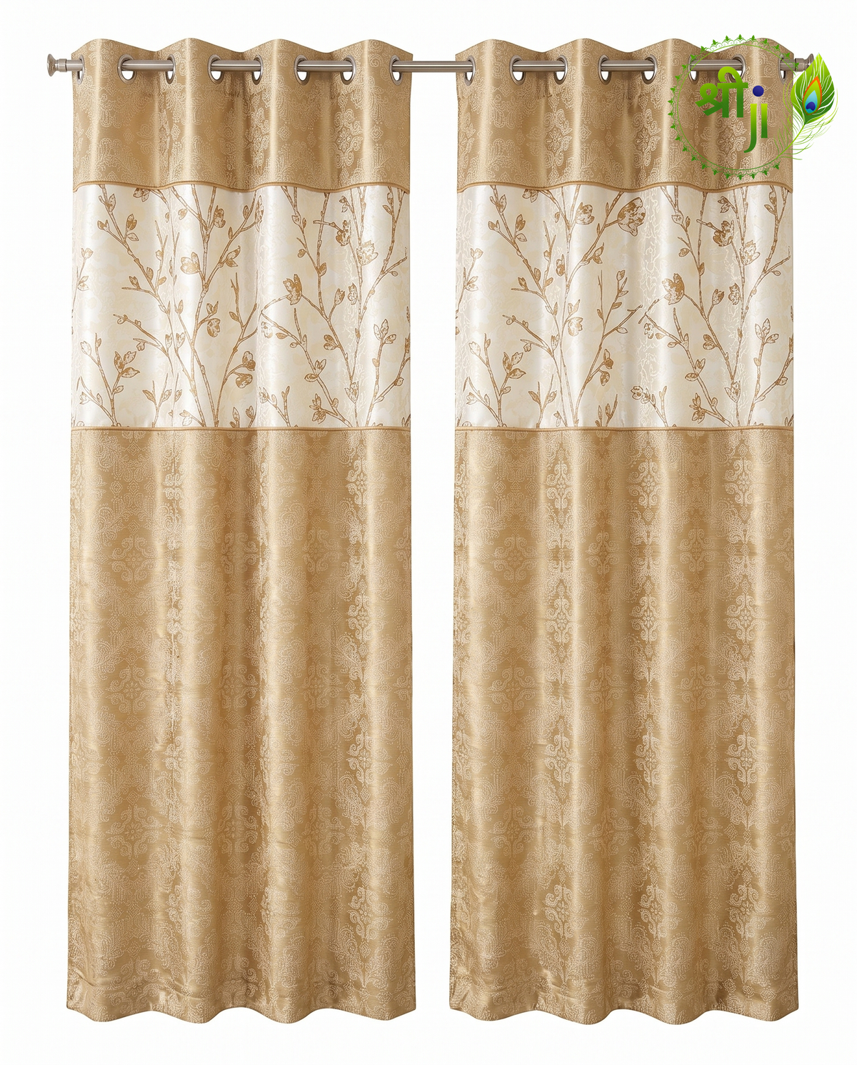 Finns Golden White Eyelet Curtains — Pair of 2