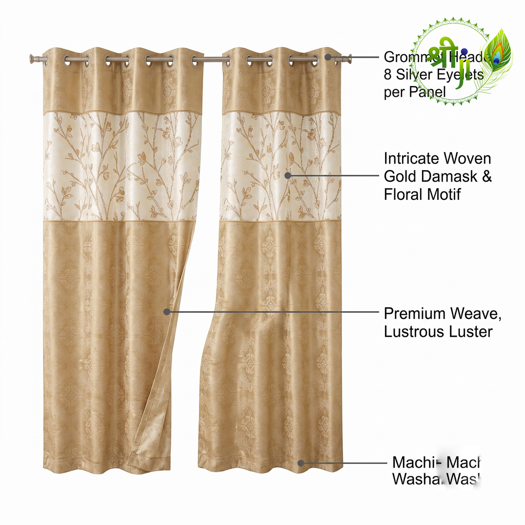 Finns Golden White Eyelet Curtains — Pair of 2