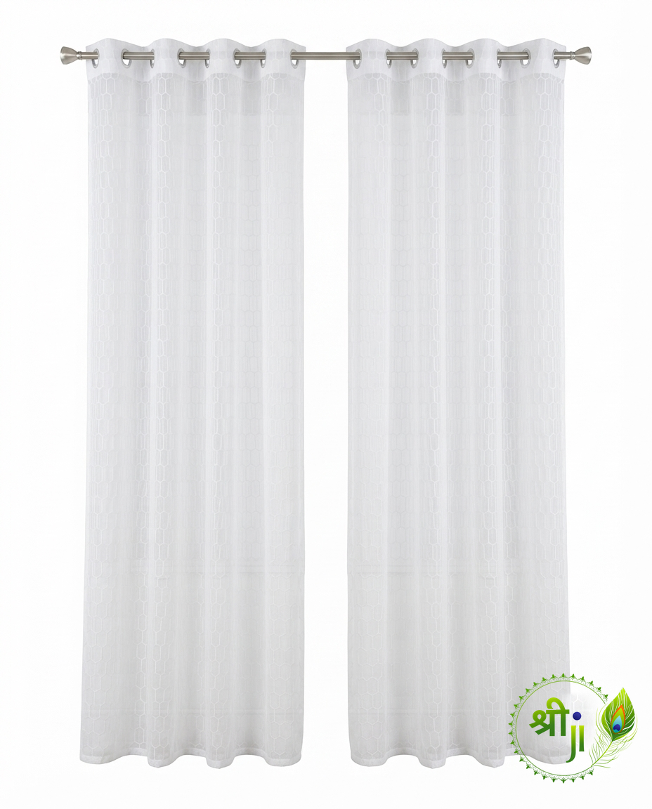 Kalvin White Eyelet Curtains — Pair of 2