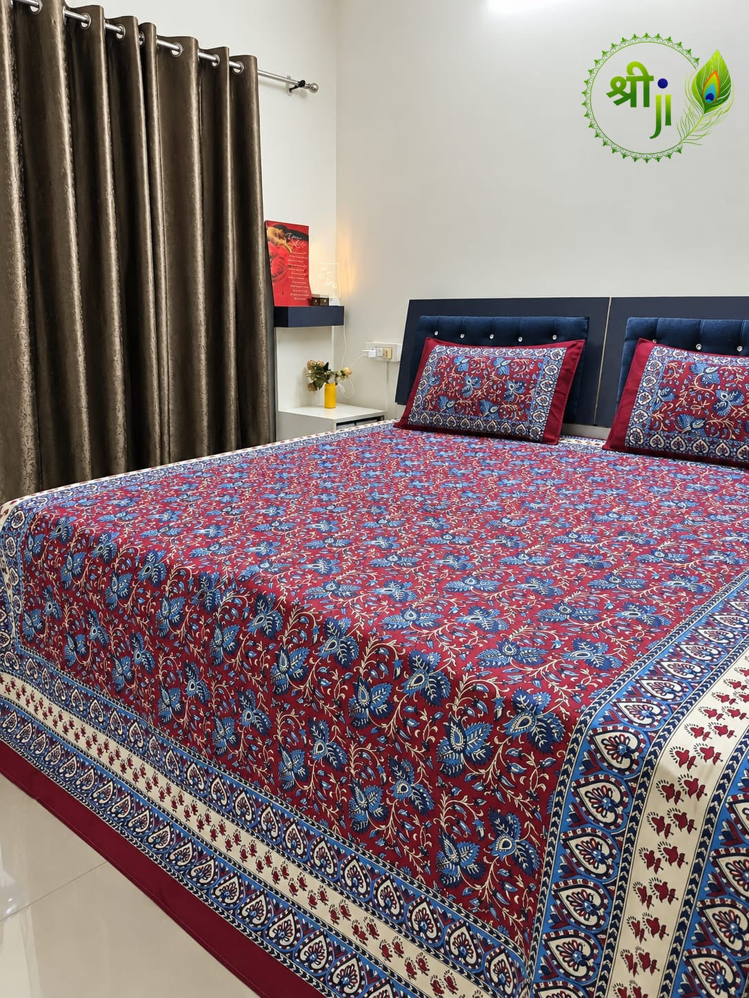 Kalamkari  Jaipuri Design Cotton Bedsheet