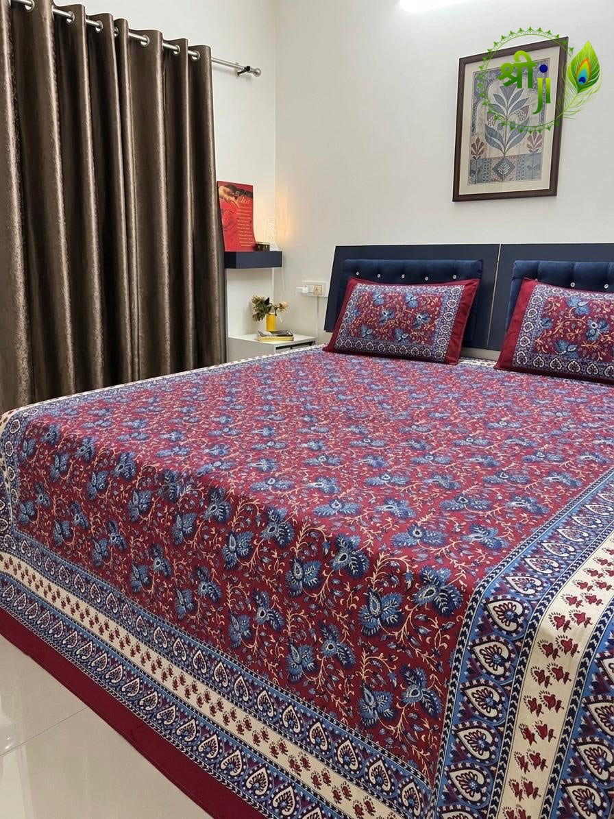 Kalamkari  Jaipuri Design Cotton Bedsheet