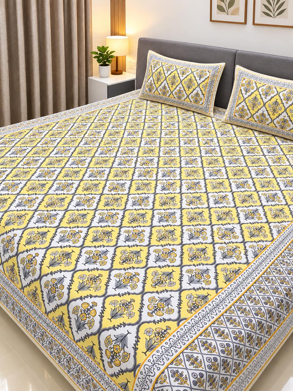 Jaipuri Design Cotton Bed Sheet (Elegance)