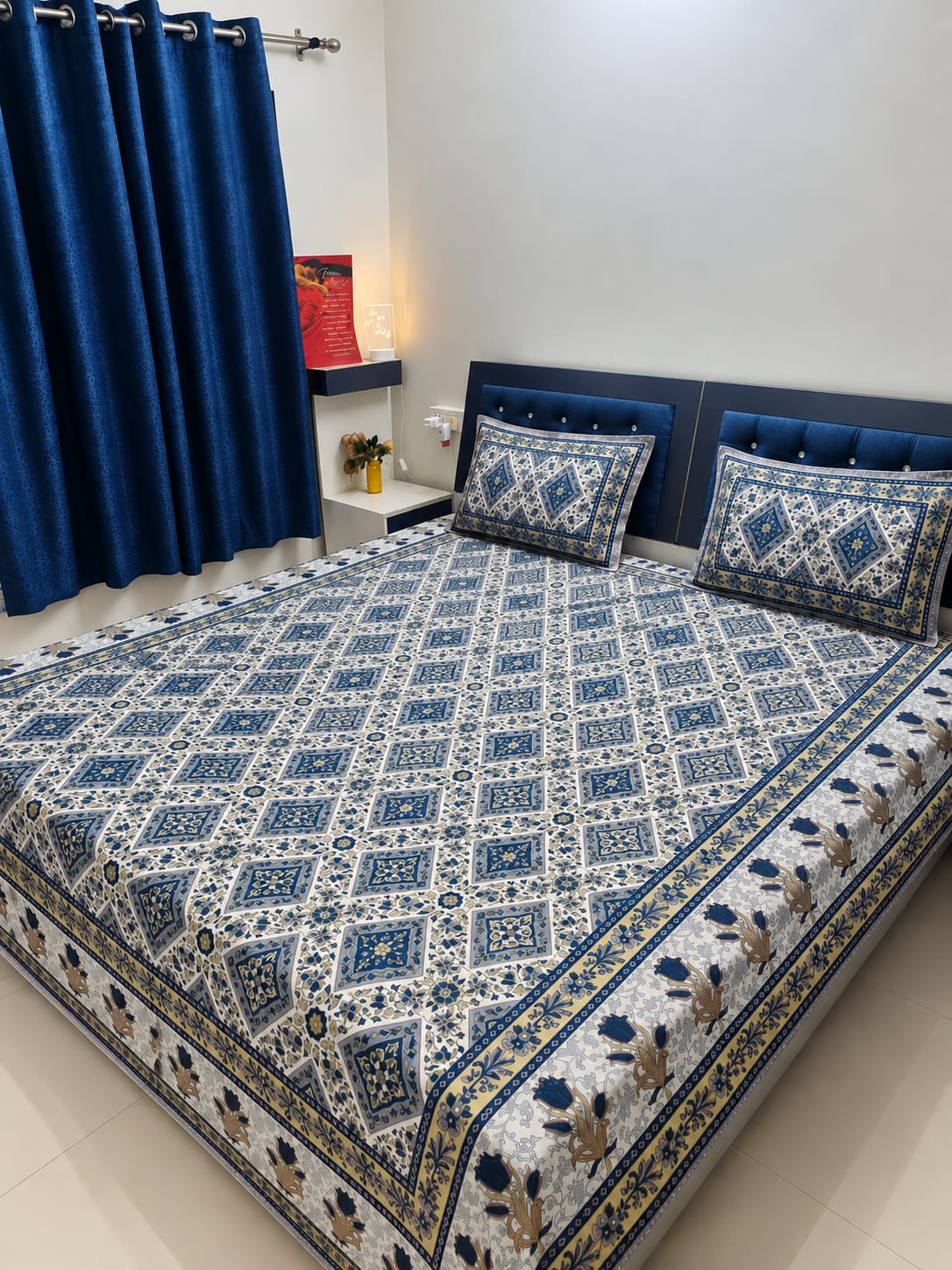 Jaipuri Design Cotton Bed Sheet (Elegance)
