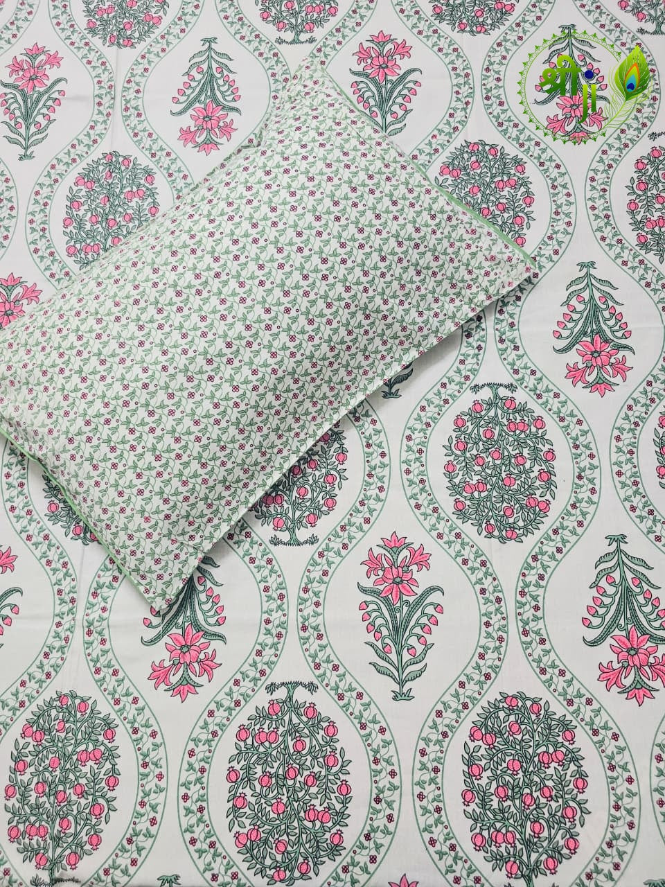 Jaipuri Design Cotton Bed Sheet (Rose Medallion)
