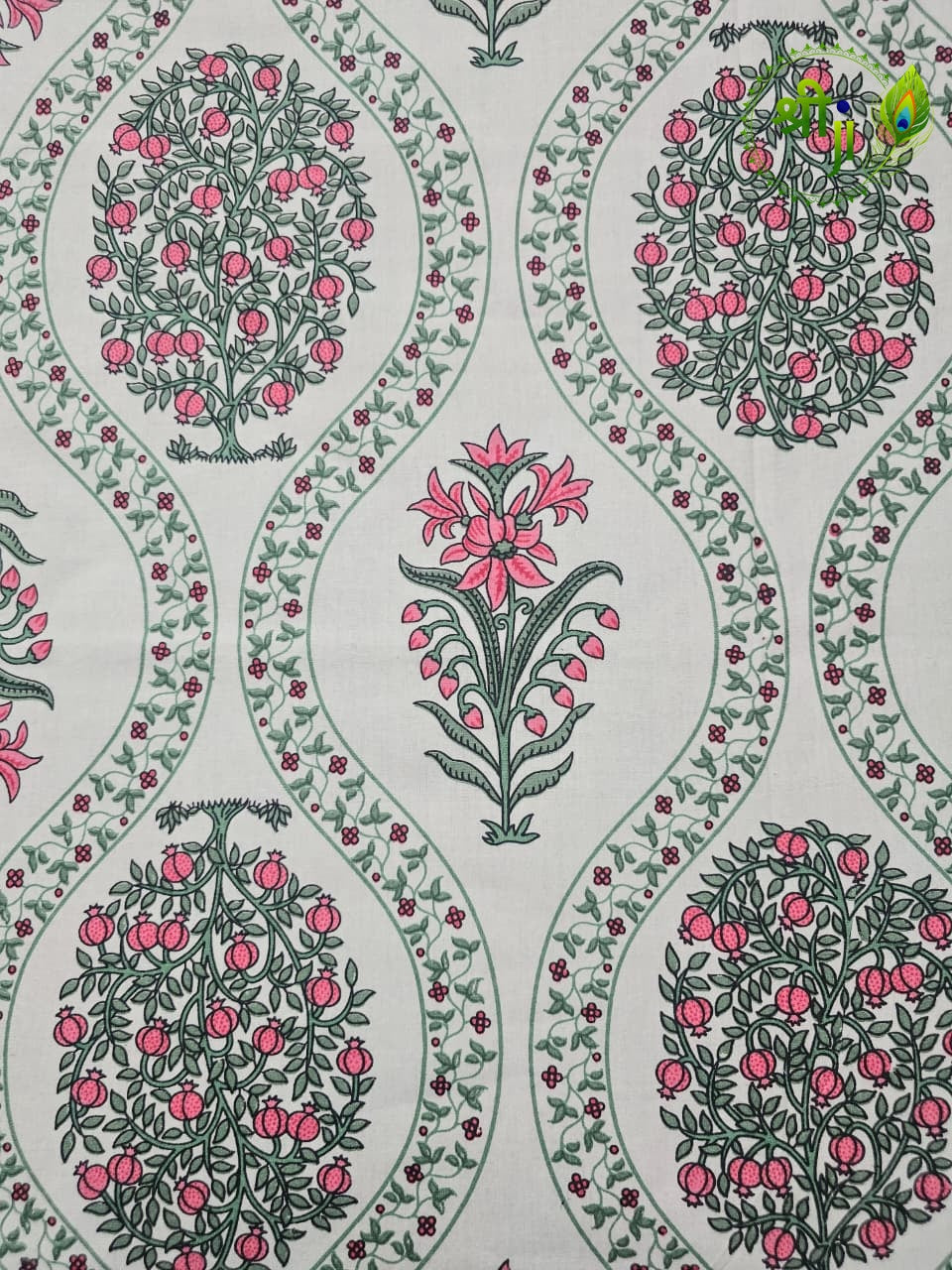 Jaipuri Design Cotton Bed Sheet (Rose Medallion)