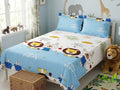 Kids Cotton Double Bedsheet with 2 Pillow Covers - Tiger Print