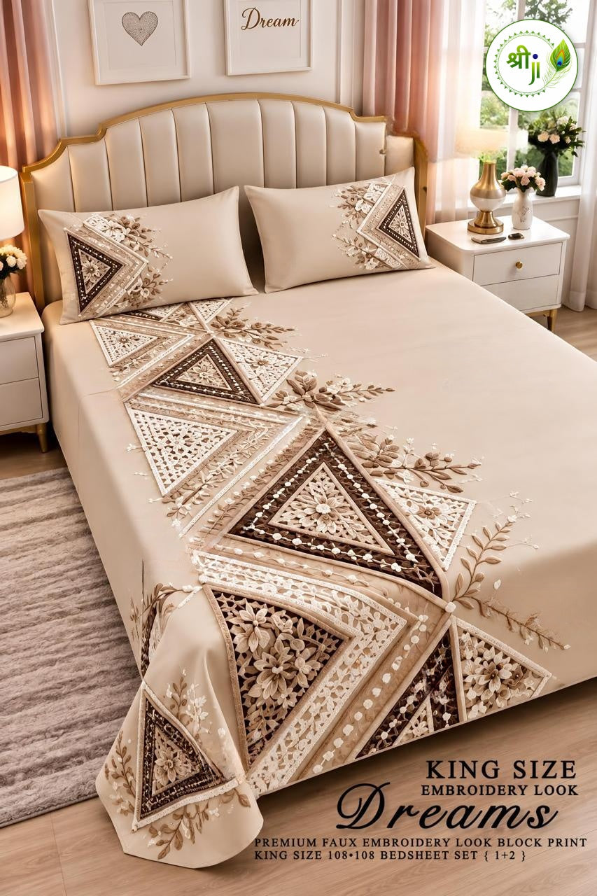 Dreams King Size Bedsheet – Beige