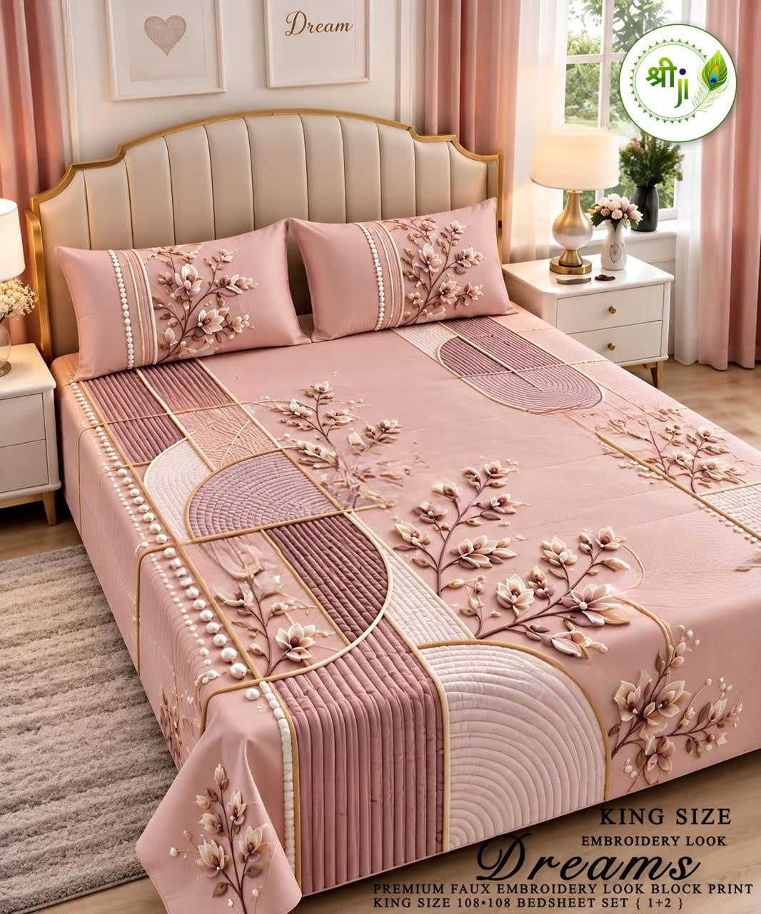 Dreams King Size Bedsheet – Blush Pink