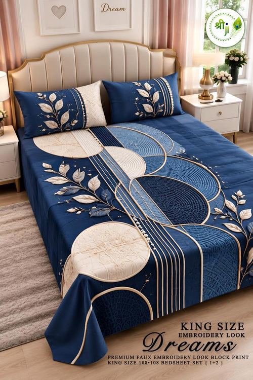 Dreams King Size Bedsheet – Navy Blue