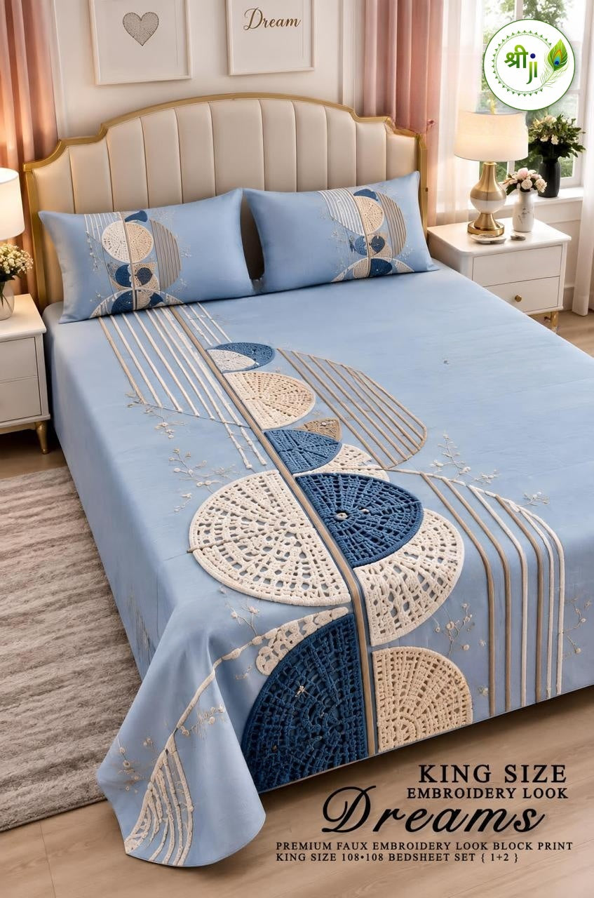 Dreams King Size Bedsheet – Sky Blue