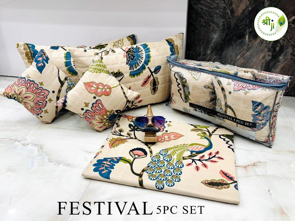 Festival 5 Piece Bedding Gift Set – Peacock Garden