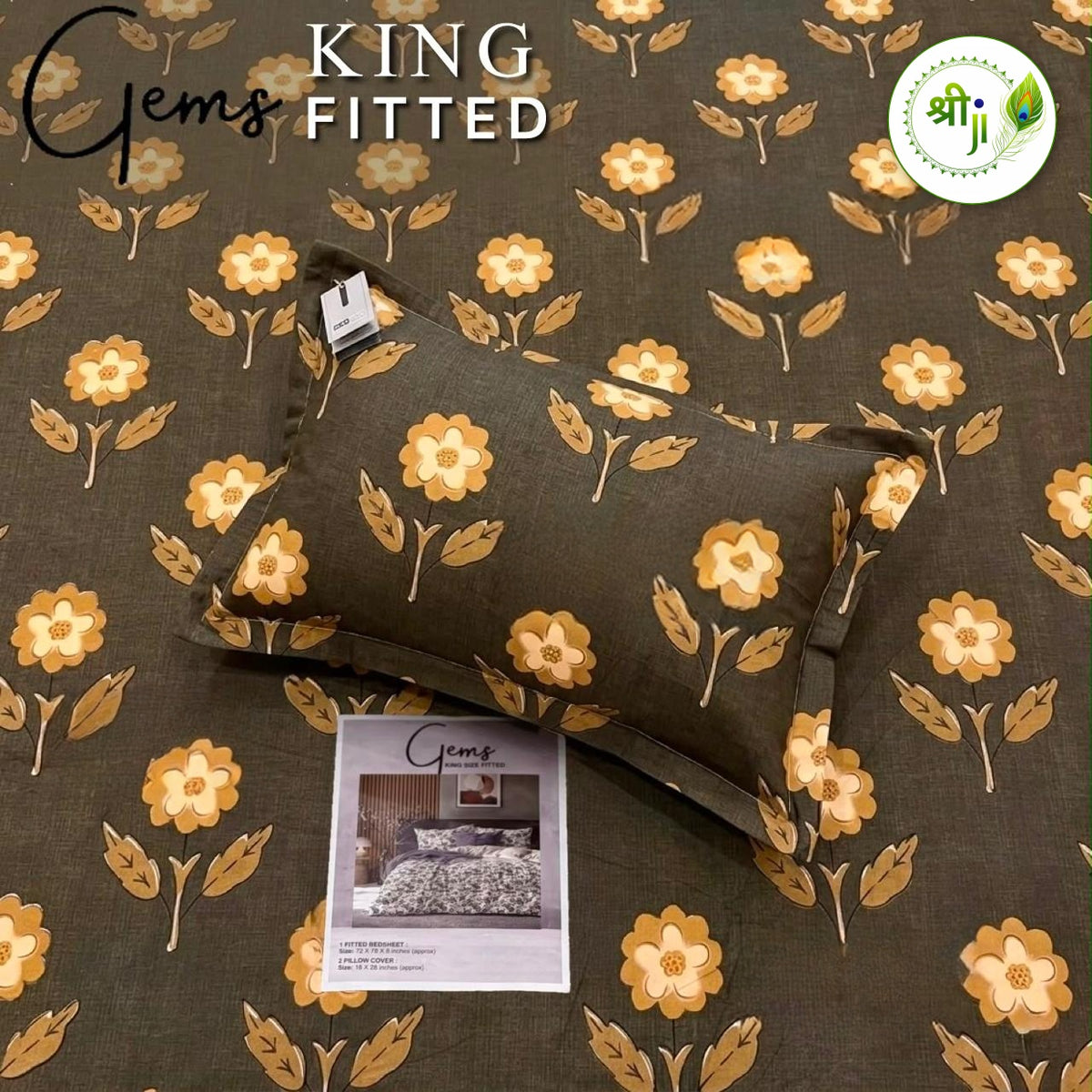 Gems King Size Fitted Bedsheet – Olive Daisy