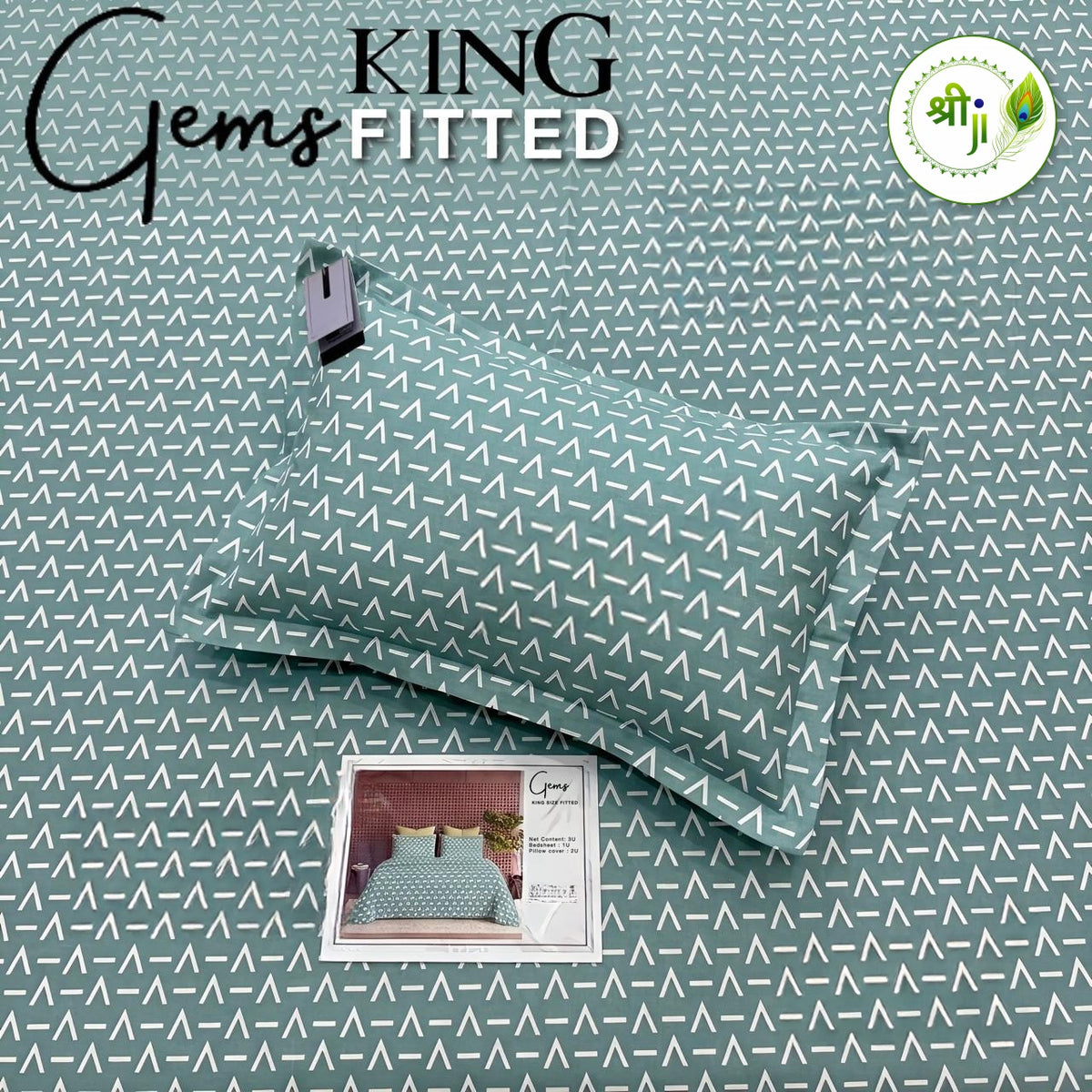 Gems King Size Fitted Bedsheet – Teal Arrow