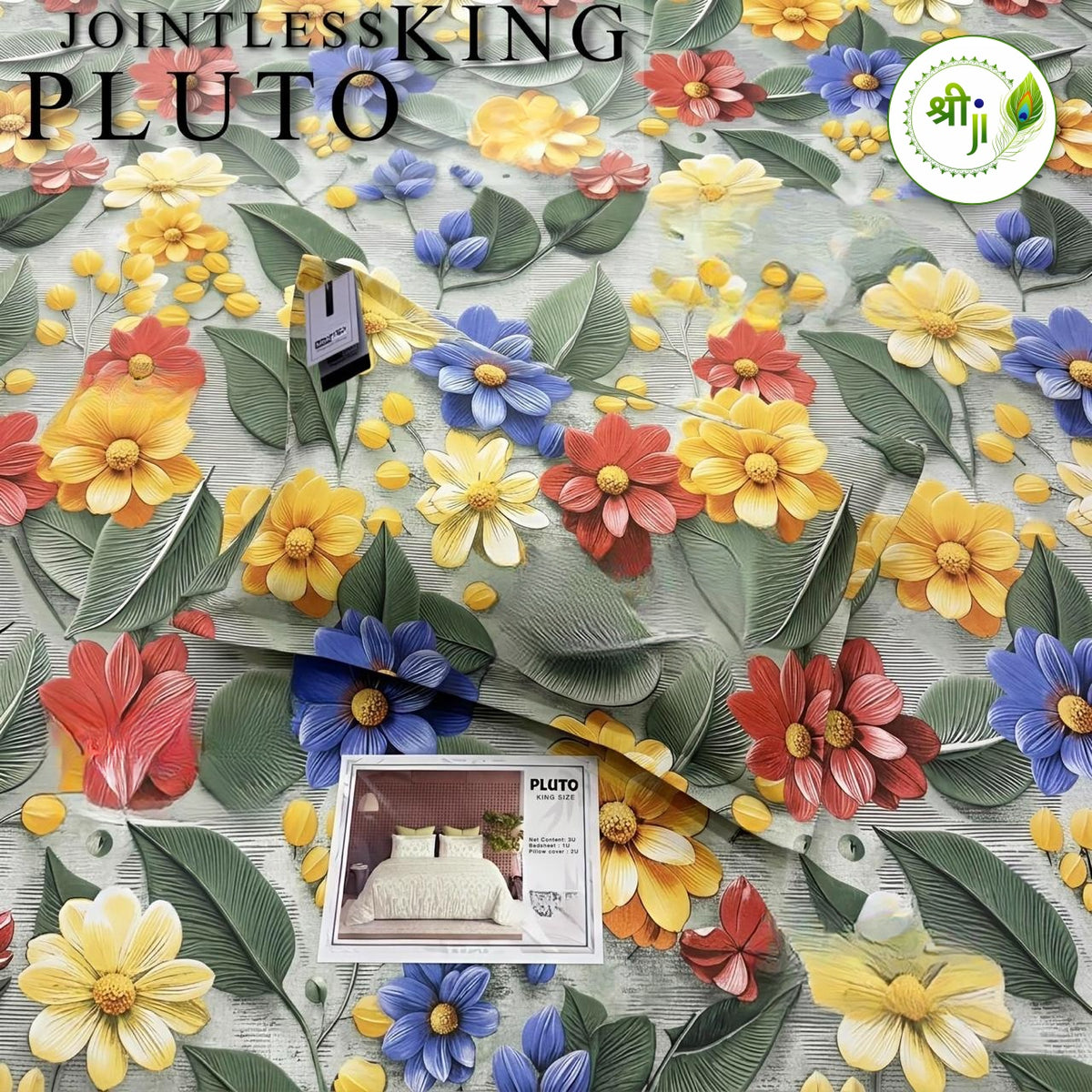 Pluto Jointless King Size Bedsheet – Multicolour Garden