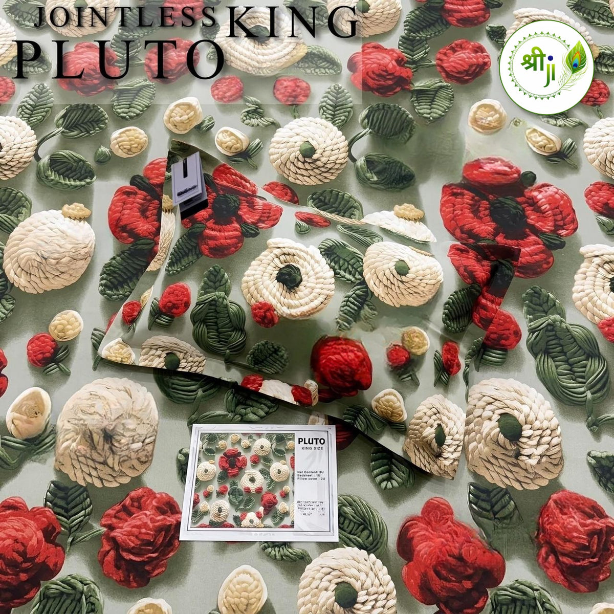 Pluto Jointless King Size Bedsheet – Red Rose Garden