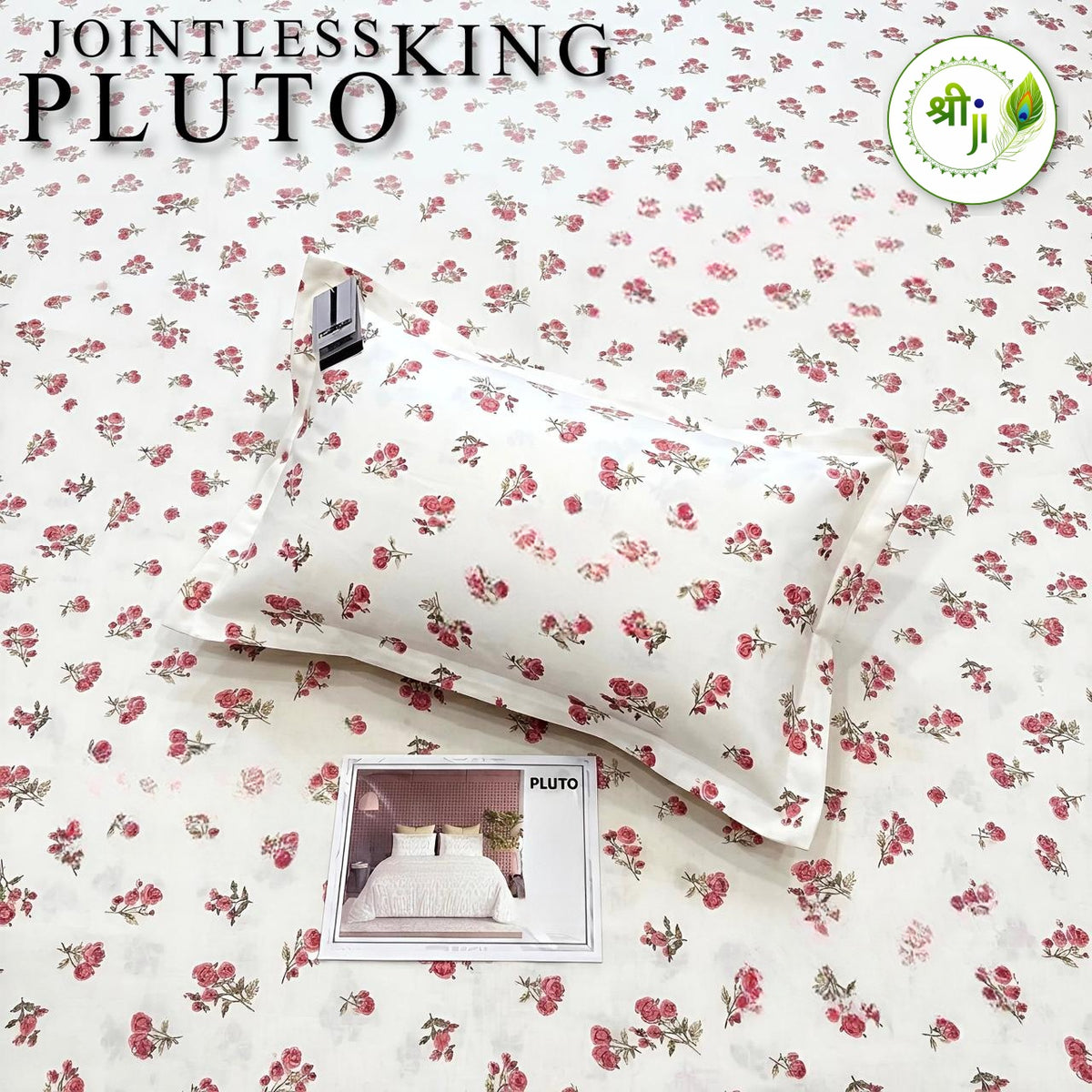 Pluto Jointless King Size Bedsheet – Red Rosebud