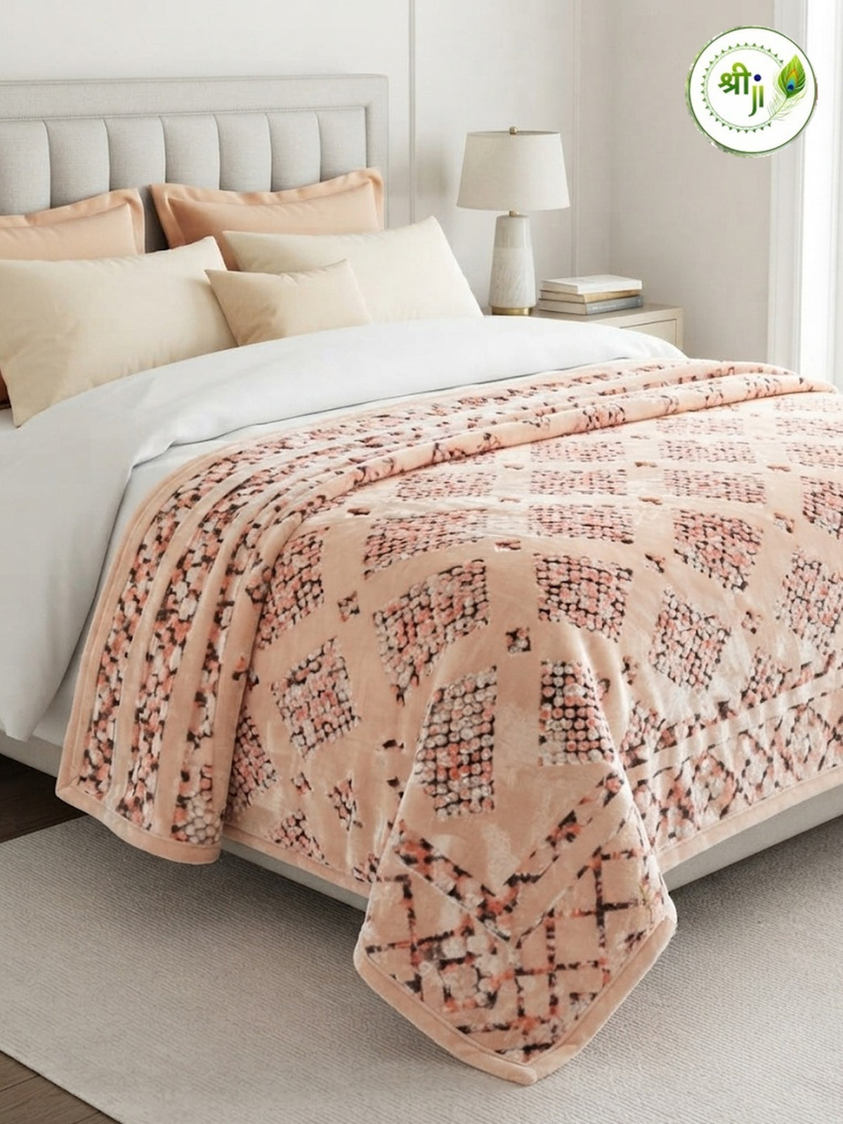 Imported Super Soft Premium Blanket – Peach Mosaic