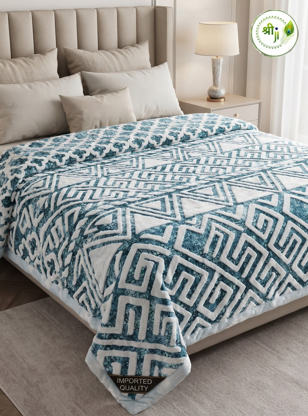 Imported Super Soft Premium Blanket – Blue Green