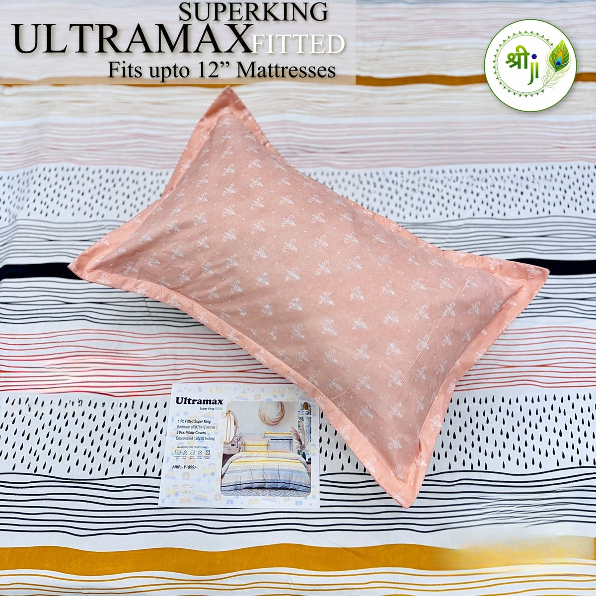 Ultramax Super King Fitted Bedsheet – Ochre Stripe