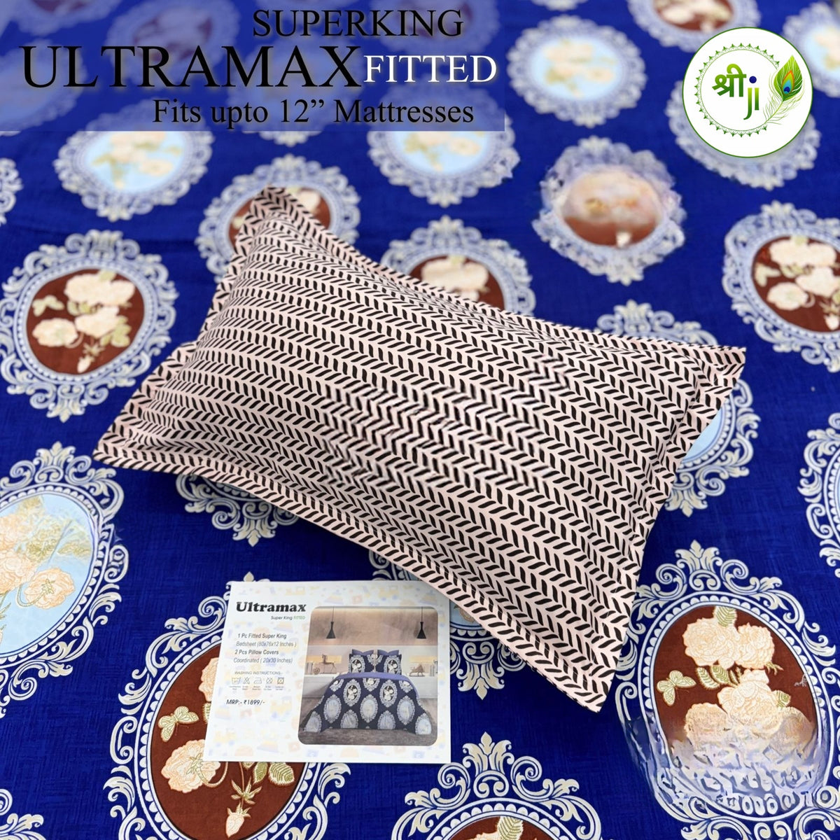 Ultramax Super King Fitted Bedsheet – Royal Blue Cameo